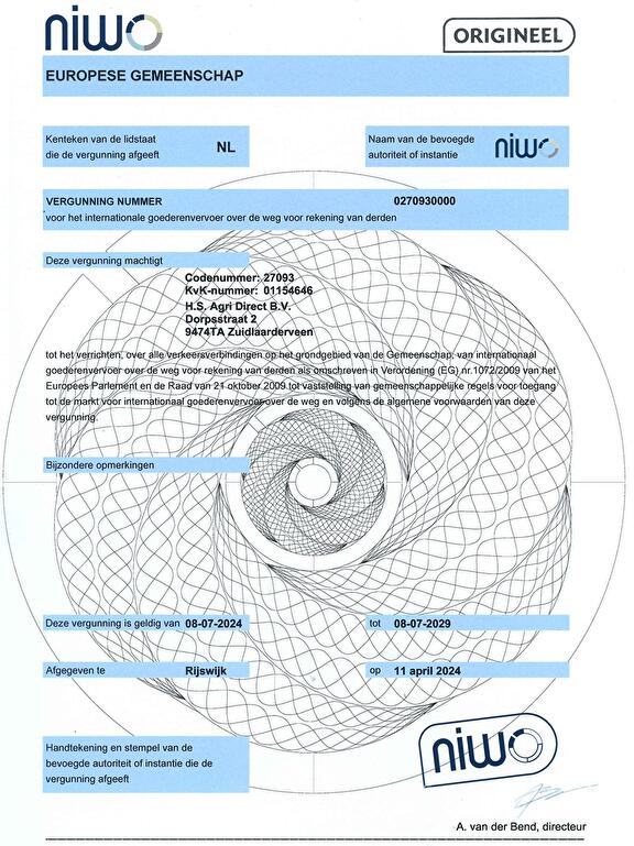 NIWO vergunning